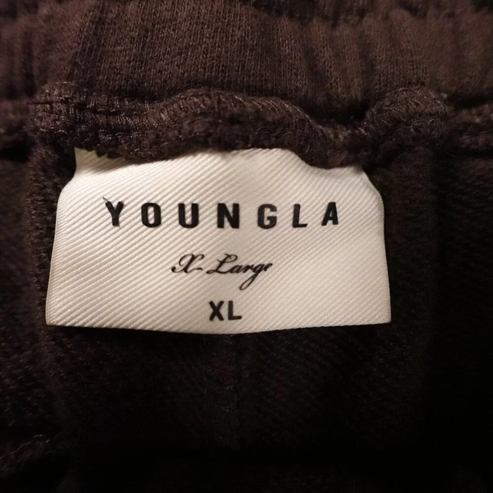 YoungLA 90s‎ Tear Away Joggers Men’s XL Brown Cream Snap Track Pants 28” Inseam
